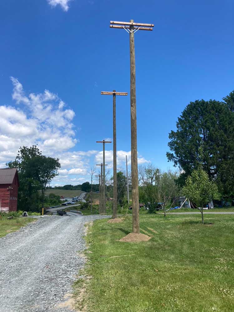 Poles set in Hudson NY terminations in Albany Area